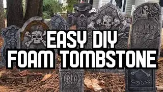 Easy DIY Halloween foam tombstone