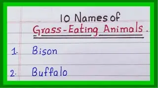 Names of Grass eating animals | 5 animals | 10 grass eating animals name | in English