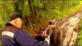 За дровами по грязи на мотоблоке МТЗ