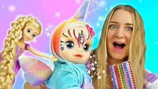 Делаем из куклы единорожку вместе с Рапунцель! Игрушки в видео для девочек про принцесс и куклы