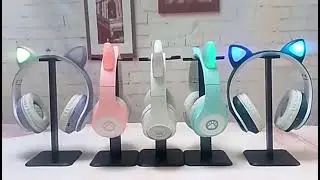 Беспроводные детские наушники котики с ушками TUCCI 930 Розовые, Радио, Bluetooth 5.0, Светомузыка