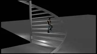 Анимация - человек поднимается по винтовой лестнице. Blender.