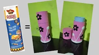 Cara membuat tempat pensil dari barang bekas wadah mr potato #diy