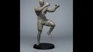 Non-symmetrical dynamic figure sculpt from a sphere - Timelapse. Male in Motion