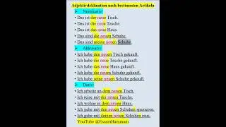 Adjektivdeklination nach bestimmten Artikeln