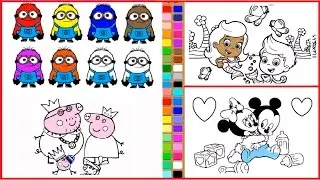 Learn Colors with Minion and Coloring Bubble Guppies Mickey & Minnie