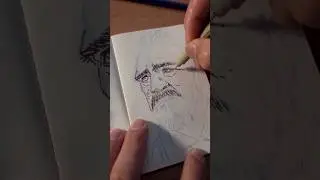 Pocket Sketchbook Portrait - Logan Roy in pencil & ink #drawings #shorts #sketchbook #succession