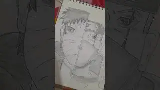 kakashi and obito half face art #naruto #art