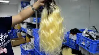 Virgin Hair Lace frontal wig 1b 613 Human hair blonde body wave wig