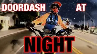 This is definitely dangerous 😳 ELECTRIC SCOOTER DOORDASH on the Kaabo Wolf King GT 🐺 IN THE DARK