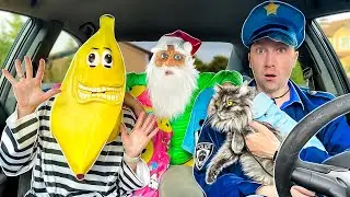 Ilya and Kartonka dance in a police car and help their friends.Dancing Car Ride collection for kids