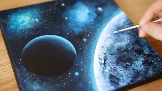 Black Canvas Acrylic painting | Space Painting | Painting Tutorial for beginners 