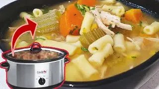 Easy Crock Pot Chicken Noodle Soup Recipe for Beginners. Dump & Go!