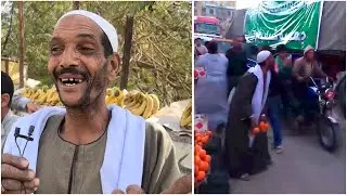 عم ربيع بائع البرتقال بعد إلقاءها على سيارات المساعدات المتجهة الى غزة  : كنت اتمنى اروح معاهم