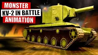 Papercraft tank KV 2 in battle, soviet tank KV combat animation of World War II, miniature warfare