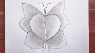 A heart  butterfly drawing-A heart in flight // pencil drawing / A sketch of drawing