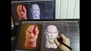 Kratos Stylized Face Sculpting ( Blender Sculpting Timelapse )
