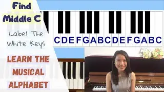 How to label the WHITE keys? Where is MIDDLE C? (Beginner Piano Lessons #1)