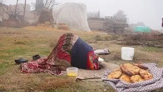 Cooking traditional Iranian breakfast with tandoori bread
