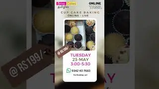 CUPCAKE BAKING ONLINE CLASS IN TAMIL :May 23rd