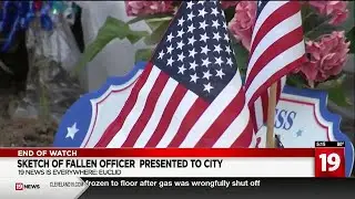 Sketch of fallen Officer Derbin presented to City of Euclid