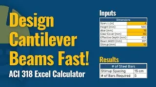 Cantilever Beam Design Calculator Using ACI 318 | Step-by-Step Tutorial