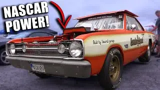 Sweedish NASCAR Powered, Stick Shift, Wheelie Muscle Machine is AWESOME - It's Street Driven, Too!!