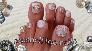 ⋆｡˚⋆౨ seashell toe nails🐚 — watch me create press-on nails for toes ৎ⋆˚｡⋆