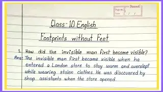 Footprints without feet class 10 question answer | class 10 english chapter 5 question answer |