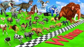 Ultimate Race 50 Animals vs T-Rex Epic Speed Challenge: Which is the Fastest? Animal Revolt Battle