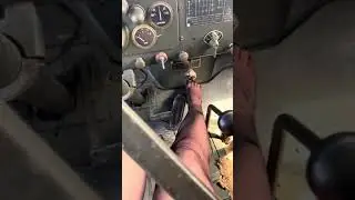 Trying to pump start engine troop carrier truck nylon feet pedal pumping 1945 army vehicle