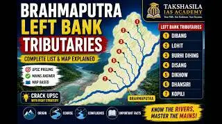 Brahmaputra Left Bank Tributaries | Complete Map & Facts | UPSC Prelims & Mains