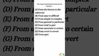The major teaching formulae are