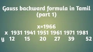 Gauss Backward formula in Tamil | part 1|