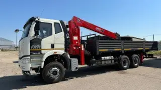 Установили бортовую платформу и КМУ HORYONG HRS216 на автомобильное шасси FAW J6P-390...
