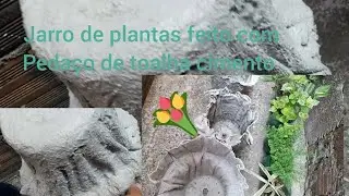 Como fazer jarro de plantas com pano e cimento
