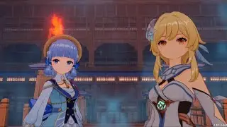 Genshin Impact - Ayaka y la Viajera vs El Oni Espadaheroico.