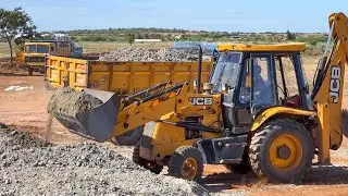 JCB 3DX Loading Wed Mix in Tipper 3 Ashok Leyland Truck for Renovate Old Village Road | Jcb Video