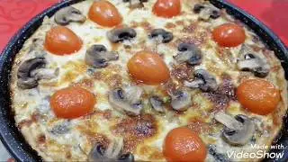 Открытый пирог-киш с грибами