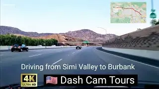 Driving from Simi Valley to Burbank on CA Freeway 118 and Interstate I-5 4K