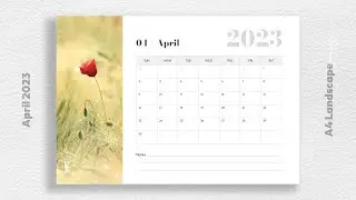 Monthly Calendar for April 2023 Free Download