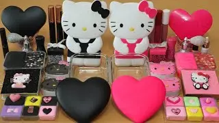 Mixing”Black VS Pink” Eyeshadow and Makeup,parts,glitter Into Slime!Satisfying Slime Video!★ASMR★