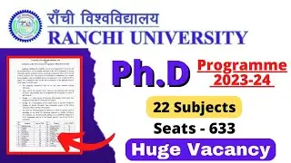 New PhD Admission 2023-24 | Ranchi University | Ongoing PhD Admission 2023 | New PhD Admission 2023