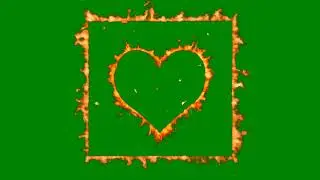 fiery shape heart in square shape Beautiful green screen video