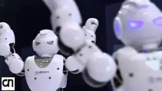 Intelligent Robots showing hip hop and push ups at China
