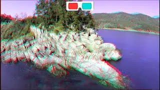 Drone 3D, 4K, Flying over Rocky Shore, Seacoast, 3D video, ANAGLYPH, RED/CYAN, Jan 4, 2021