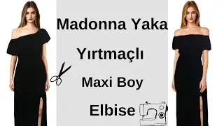 MADONNA YAKA YAZLIK ELBİSE / MAXİ BOY / #dress #maxidress #uzunelbise #elbise #diy