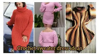 Crochet sweater dress ideas for winter🧶||Free pattern #crochet #crochetgiftideas #subscribe