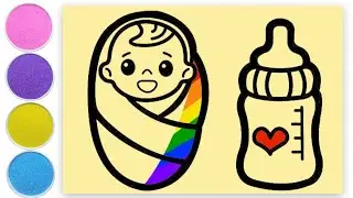 Sand Painting coloring Cute Baby and Baby Bottle for kids and toddlers❤️沙畫tô màu tranh cát