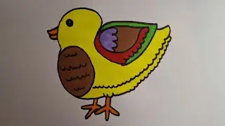 Renkli kalemlerle kuş çizimi #bird #drawing